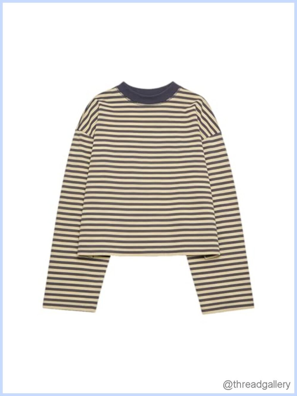 Oversized Striped Long Sleeve Crewneck T-Shirt Soft Cotton Vintage Top